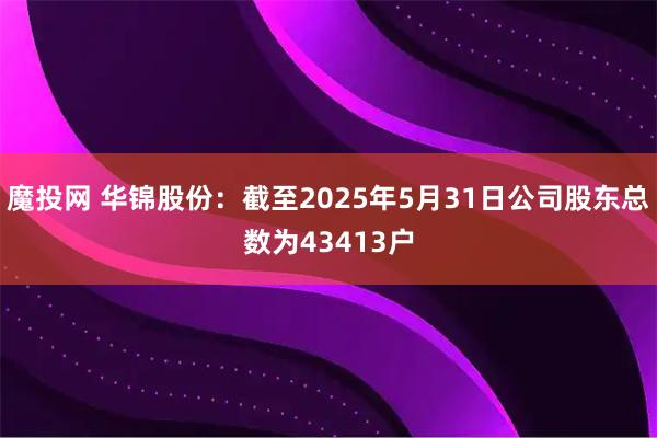 魔投网 华锦股份：截至2025年5月31日公司股东总数为43413户