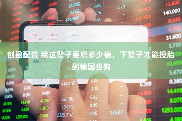 创盈配资 我这辈子要积多少德，下辈子才能投胎到德国当狗